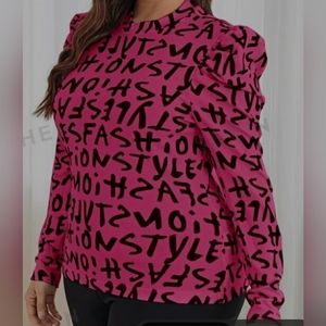 Shein Clasi plus mock neck gigot sleeve graphic top